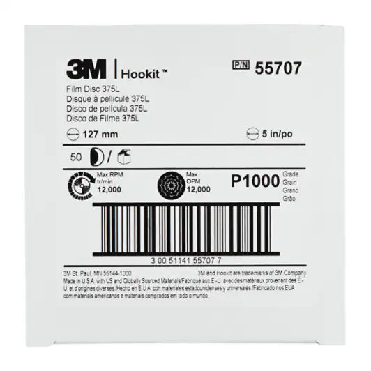 3M™ Hookit™ Film Schuurschijf 375L, 127 mm, Zonder Gat, P800, PN55672