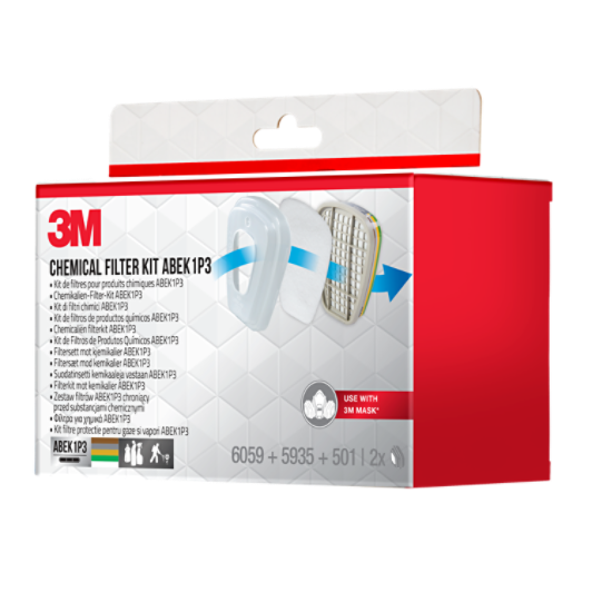 3M™ Filterset voor maskers uit de 6000-serie, 6004BC1, ABEK1P3, (2 x 6059 ABEK1 + 2 x 5935 P3 + 2 x 501-houder), 1-pak, 4-pak/CV