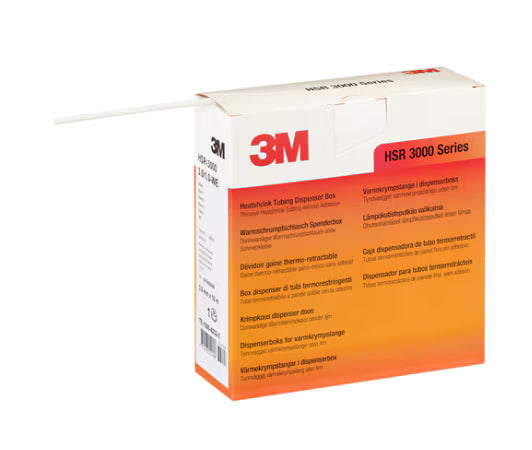 3M™ HSR 3000 Dunwandige Warmtekrimpkousbuis op Minirol, Wit, 1,5/0,5 mm, 12 m, Dispenserdoos