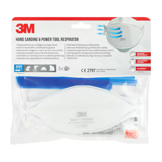 3M™ 9320D+ Aura™ Wegwerpstofmaskers, FFP2, zonder ventiel, 3/verpakking