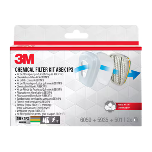 3M™ Filterset voor maskers uit de 6000-serie, 6004BC1, ABEK1P3, (2 x 6059 ABEK1 + 2 x 5935 P3 + 2 x 501-houder), 1-pak, 4-pak/CV