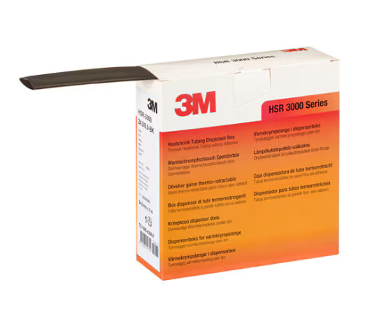 3M™ HSR 3000 Dunwandige Warmtekrimpkousbuis op Minirol, Zwart, 9/3 mm, 7 m, Dispenserdoos