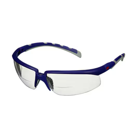 3M™ Solus™ 2000 Veiligheidsbril, blauw/grijze veren, anticondens/antikras, leesbril +2,5, heldere lenzen, S2025AF-BLU, 20/doos