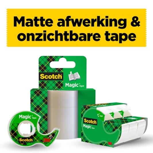 Scotch® Magic™ Onzichtbaar plakband, 3 rollen, 19 mm x 25 m + 1 plakbandhouder Gratis