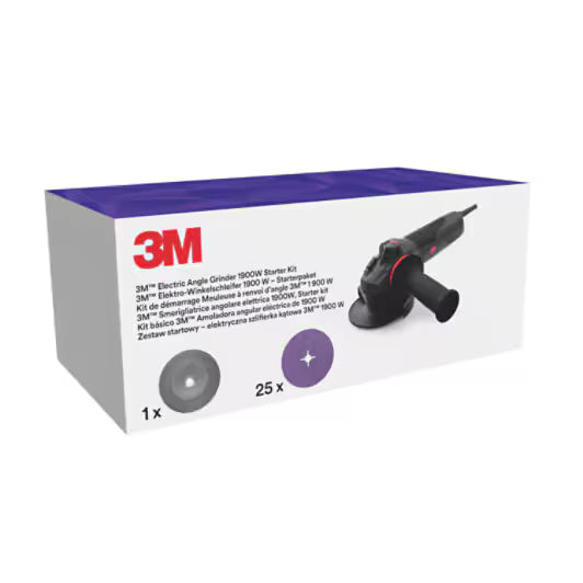 3M™ Elektrische haakse slijper, 41829, 115 mm, 1900W, includes 1182C Slotted Disc (25) & Ribbed BUP