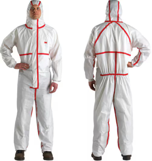 3M™ Beschermende overall 4565, wit + rood, type 4/5/6, XL