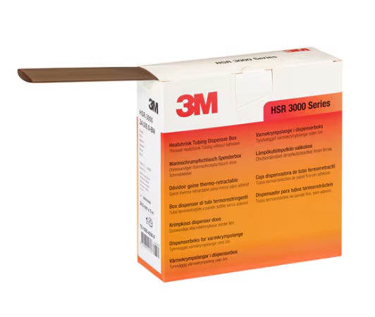 3M™ HSR 3000 Dunwandige Warmtekrimpkousbuis op Minirol, Bruin, 24/8 mm, 5 m, Dispenserdoos