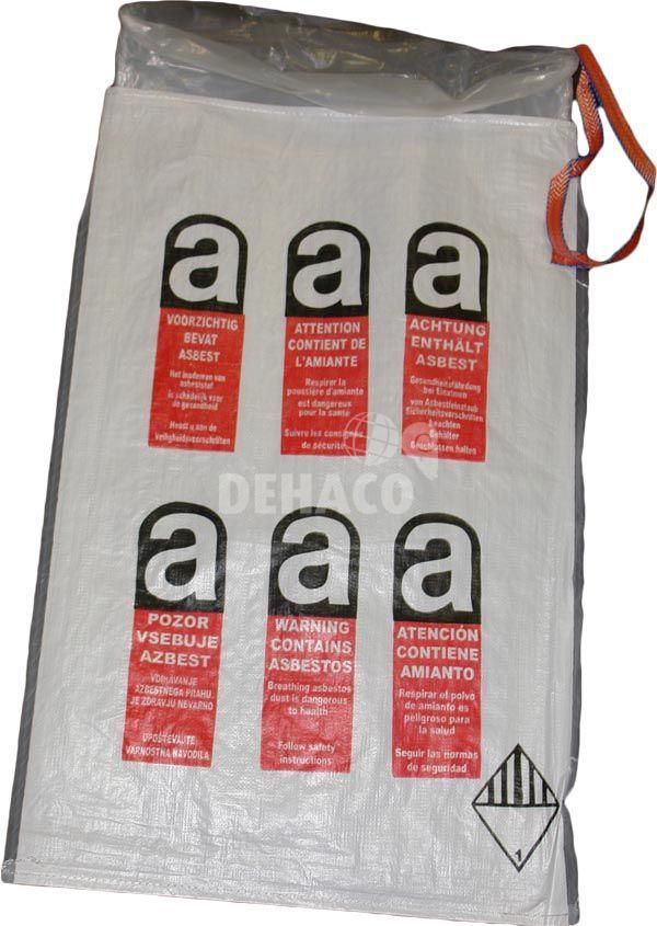 Mini asbestpuinzak 70x110 cm met A-logo en 2 x liner 70 mμ